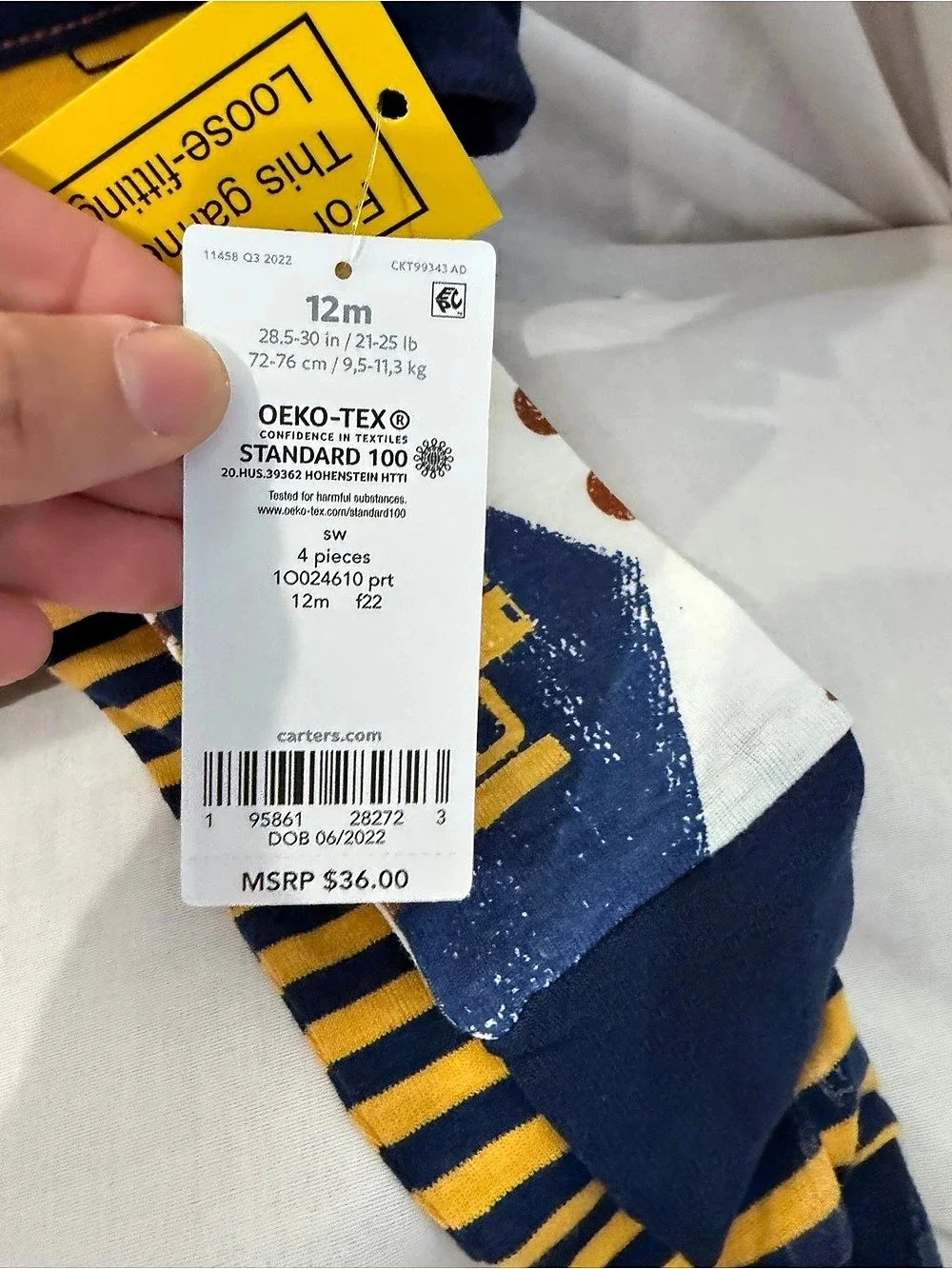 Carter's Baby Pajama Set Yellow & Blue 12M NWT